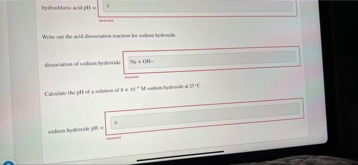 Question Of 1 Write Out The Acid Dissociation Reaction For Hydrochloric Acid Dissociation Of Hydrochloric Acid H C In 2