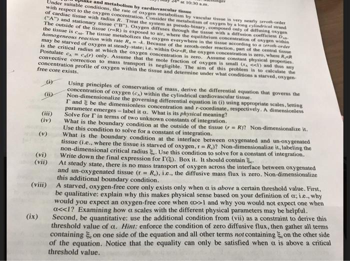 At 10 30 Am Under Suitable Conditions The Rate Of Oxygen Metabolism By Vascular Tissue Is Very Nearly Teel And And Met 1
