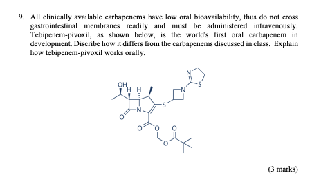 9 All Clinically Available Carbapenems Have Low Oral Bioavailability Thus Do Not Cross Gastrointestinal Membranes Read 1