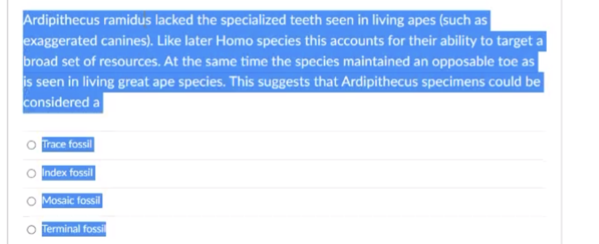Ardipithecus Ramidus Lacked The Specialized Teeth Seen In Living Apes Such As Exaggerated Canines Like Later Homo Spe 1