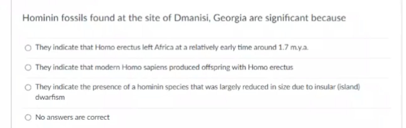 Hominin Fossils Found At The Site Of Dmanisi Georgia Are Significant Because They Indicate That Homo Erectus Left Afric 1