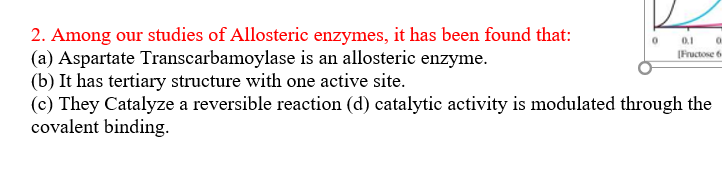 0 1 Fructose 6 2 Among Our Studies Of Allosteric Enzymes It Has Been Found That A Aspartate Transcarbamoylase Is An 1