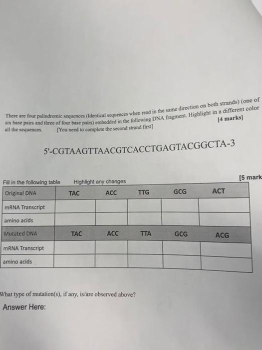 There Are Four Palindromic Sequences Identical Sequences When Read In The Same Direction On Both Strands One Of Six B 1