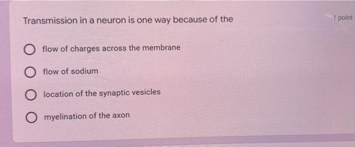 1 Point Repolarization Of A Neuron Is Accomplished By Reestablishing A Potential Difference Across The Membrane Resultin 2