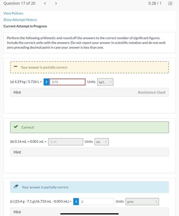 Question 17 Of 20 0 28 1 View Policies Show Attempt History Current Attempt In Progress Perform The Following Arithmet 1