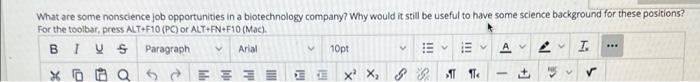 What Are Some Nonscience Job Opportunities In A Biotechnology Company Why Would It Still Be Useful To Have Some Science 1