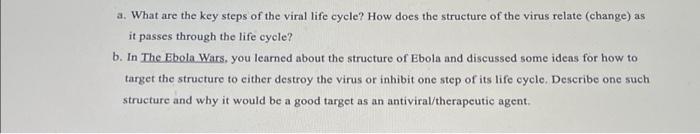 A What Are The Key Steps Of The Viral Life Cycle How Does The Structure Of The Virus Relate Change As It Passes Thro 1