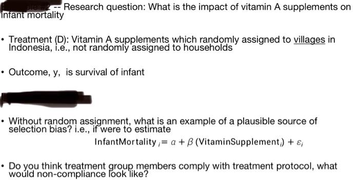 Research Question What Is The Impact Of Vitamin A Supplements On Infant Mortality Treatment D Vitamin A Supplement 1