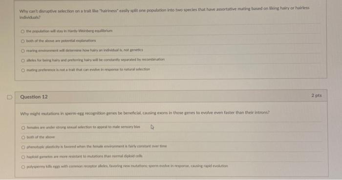 Why Can T Disruptive Selection On A Trait Ike Harness Easily Split E Population Into Two Species That Have Assortative M 1