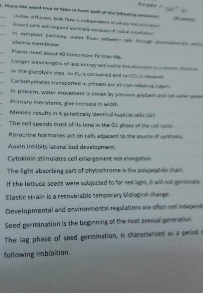 Grude Place The Word True Or False In Front Each Of The Follow Unlike Diffusion Bulk Flow Is Independent Of Salute Guar 1