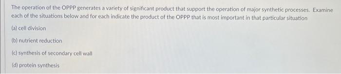 The Operation Of The Oppp Generates A Variety Of Significant Product That Support The Operation Of Major Synthetic Proce 1