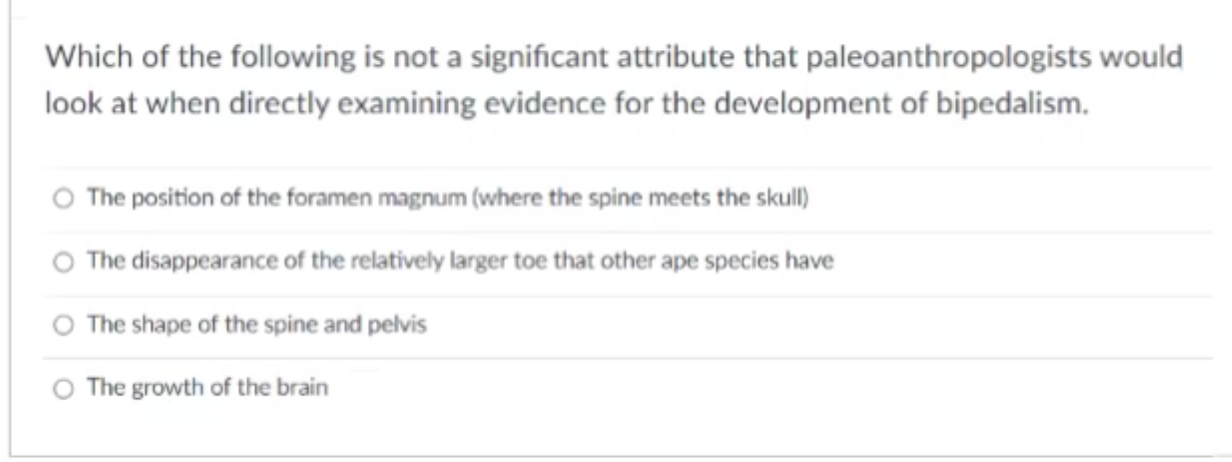 Which Of The Following Is Not A Significant Attribute That Paleoanthropologists Would Look At When Directly Examining Ev 1