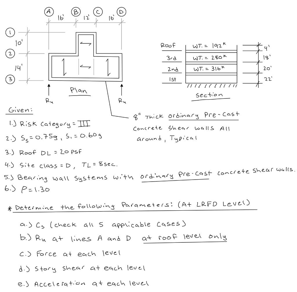 A 16 10 Roof Wt 192k 3rd Wt 280k 2nd Wt 316k 1st Plan Section Ru Given 8 Thick Ordinary Pre Cast 1 1