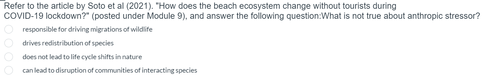 Refer To The Article By Soto Et Al 2021 How Does The Beach Ecosystem Change Without Tourists During Covid 19 Lockdow 1