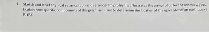 1 Sketch And Label A Typical Seismograph And Seismogram Profile That Illustrates The Arrival Of Different Seismic Waves 1