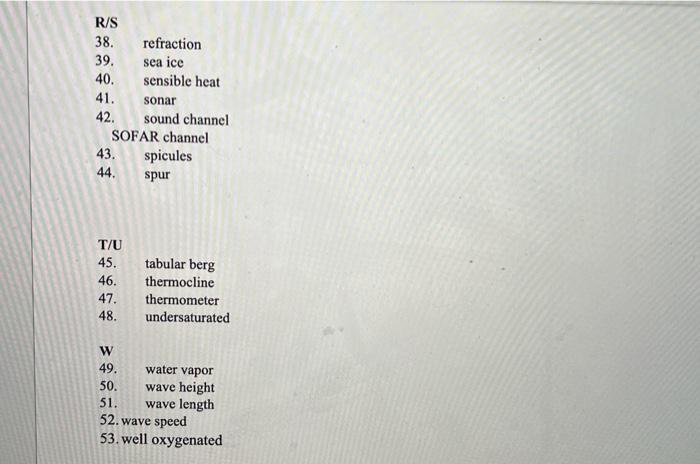 17 Scientific Name For Water 18 Bending Of Sound Waves Into An Area Where Wave Travels Slower 19 Units Of Heat Defin 3