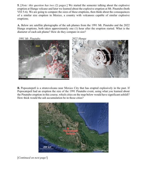 5 Note This Question Has Two 2 Pages We Started The Semester Talking About The Explosive Eruption At Hunga Volcan 1