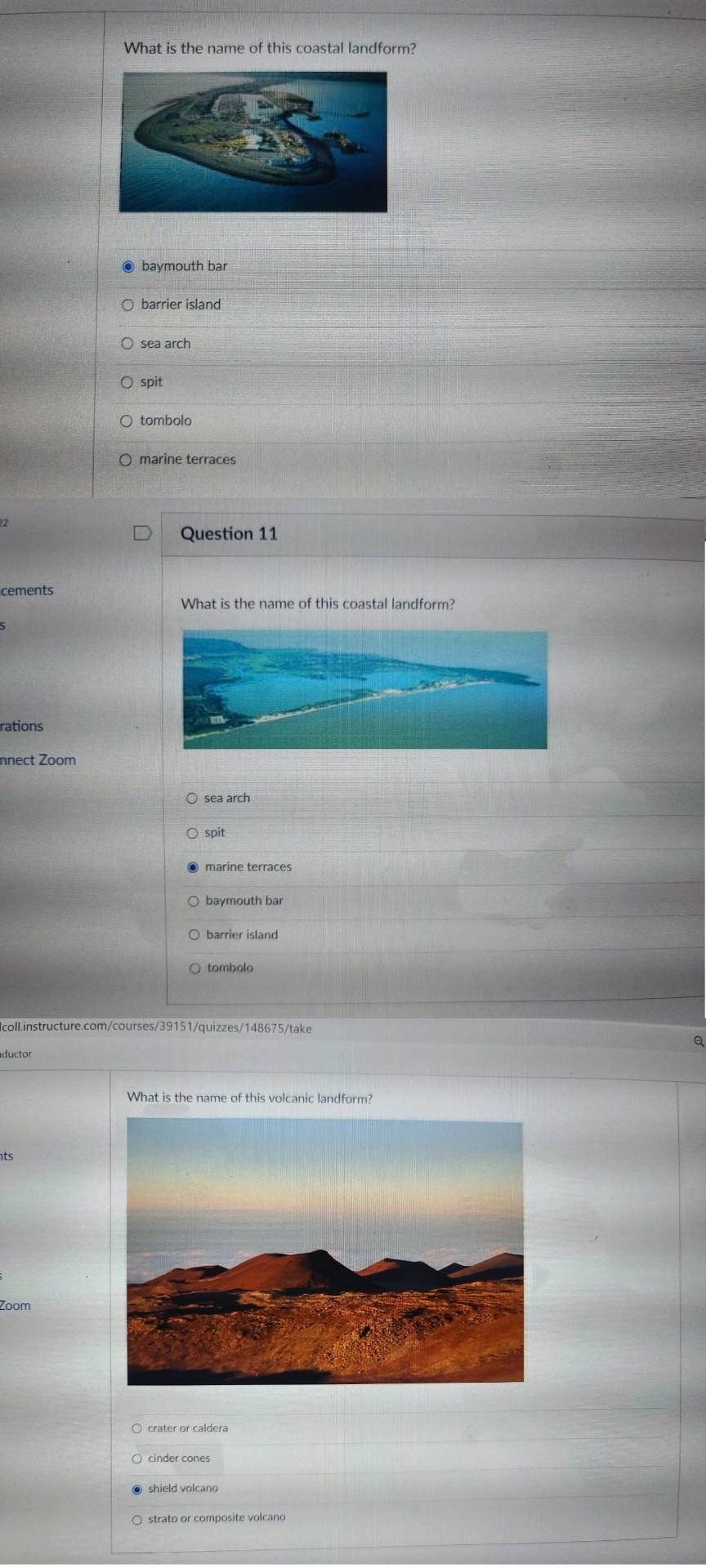 What Is The Name Of This Coastal Landform Baymouth Bar O Barrier Island O Sea Arch Ospit O Tombolo O Marine Terraces 22 1