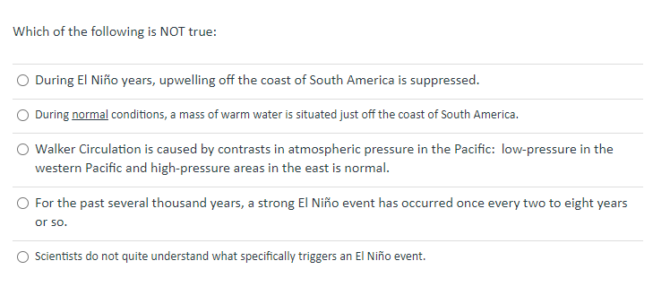 Which Of The Following Is Not True During El Nino Years Upwelling Off The Coast Of South America Is Suppressed During 1