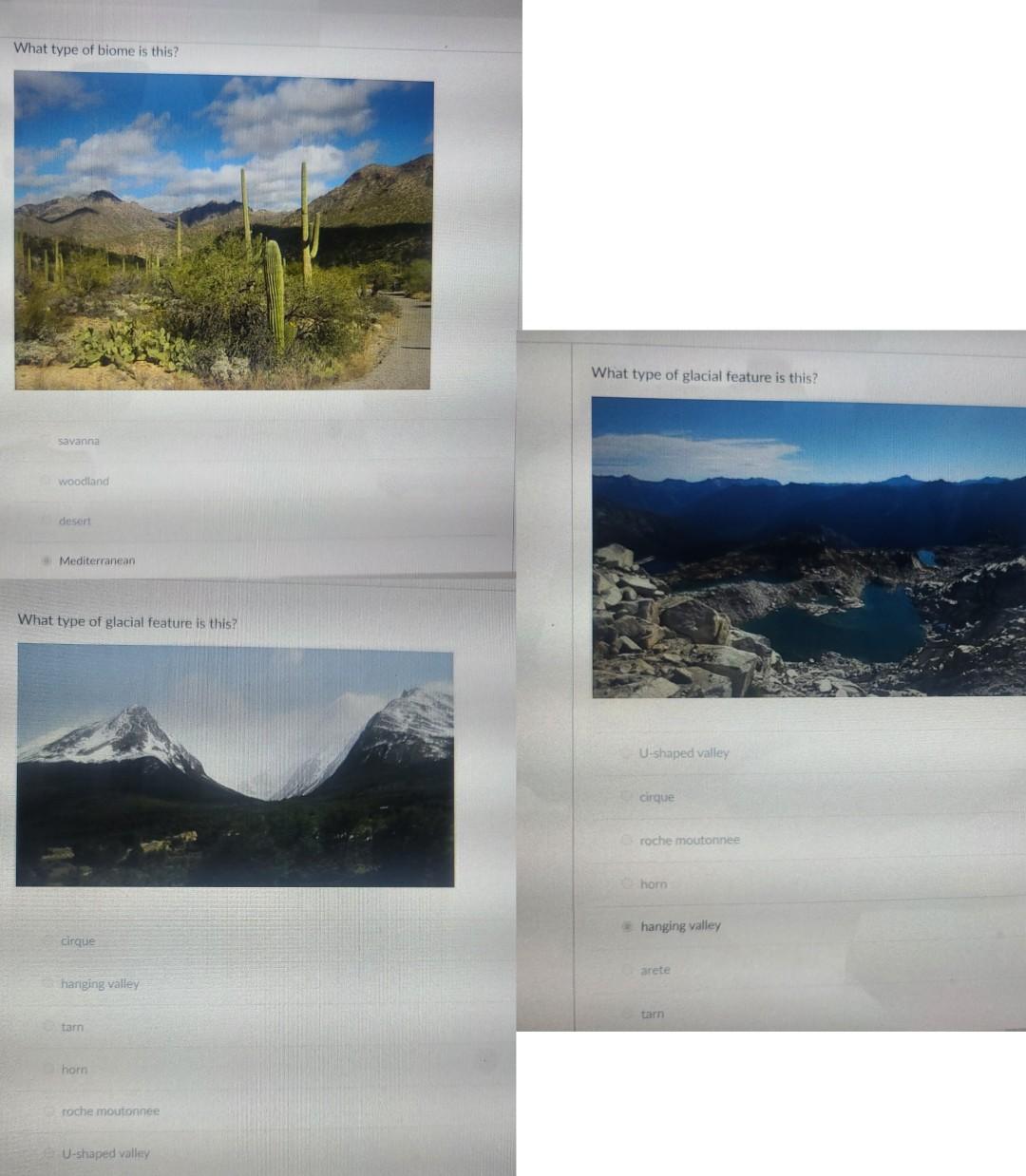 What Type Of Biome Is This What Type Of Glacial Feature Is This Savanna Woodland Desert Mediterranean What Type Of Gla 1