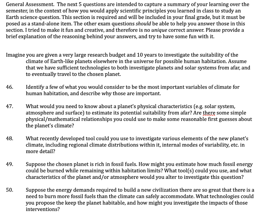 General Assessment The Next 5 Questions Are Intended To Capture A Summary Of Your Learning Over The Semester In The Co 1