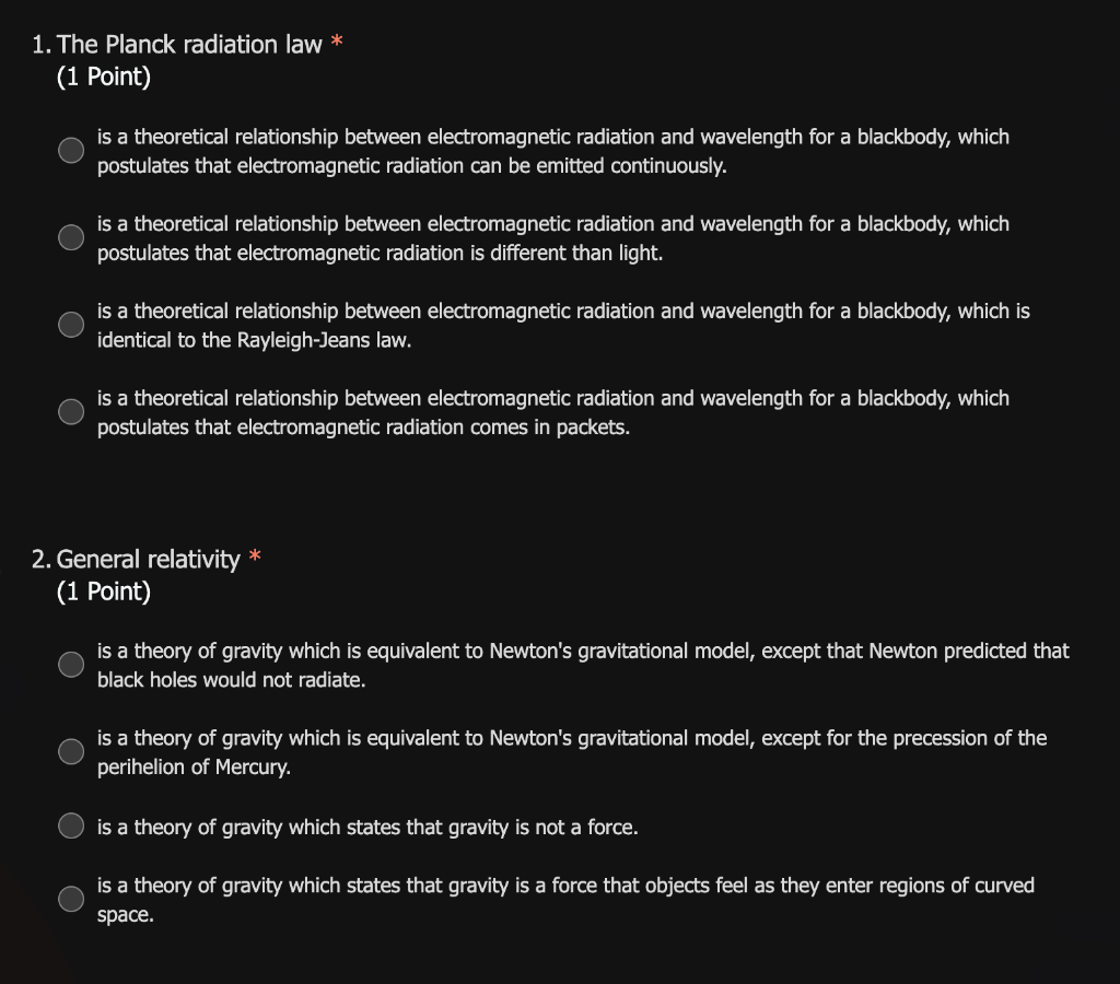 1 The Planck Radiation Law 1 Point Is A Theoretical Relationship Between Electromagnetic Radiation And Wavelength F 1