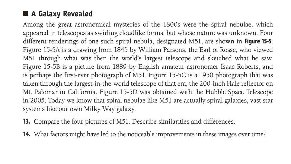 I A Galaxy Revealed Among The Great Astronomical Mysteries Of The 1800s Were The Spiral Nebulae Which Appeared In Teles 1