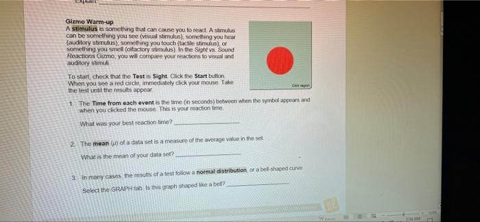 Aidh Gizmo Warm Up A Stimulus Is Something That Can Cause You To React A Stimulus Can Be Something You See Visual Stimu 1