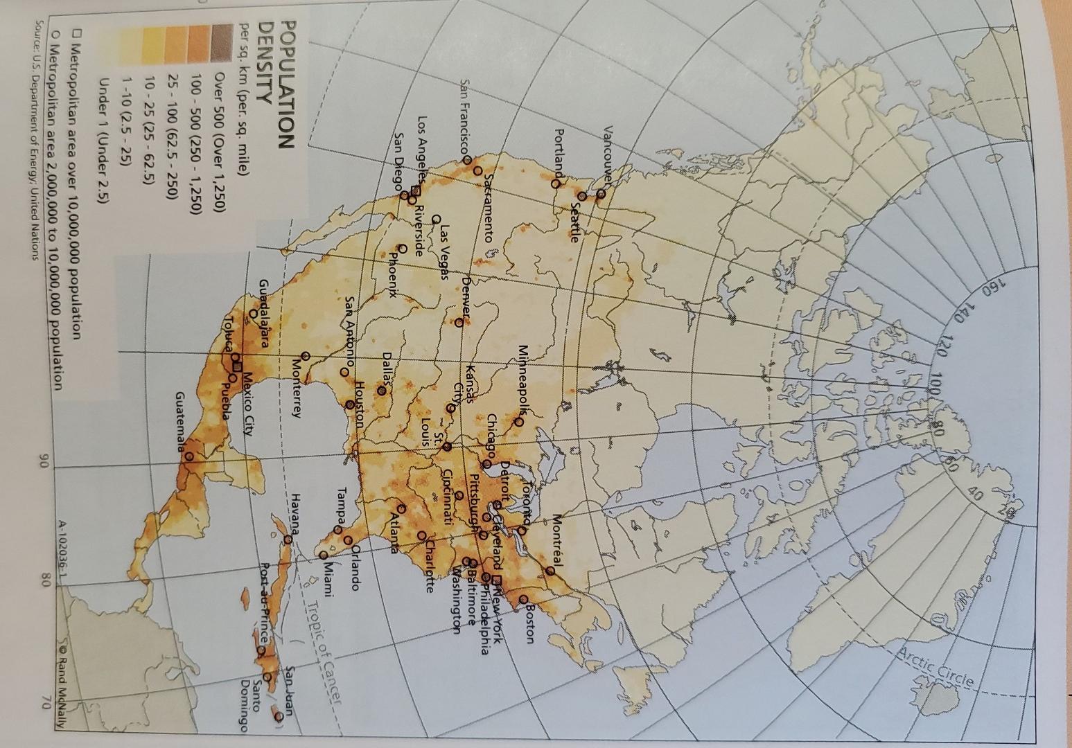 Use The Population Density Map If The Populations In The Us And Canada Are Both Approximately 19 Rural And 81 Urban 1
