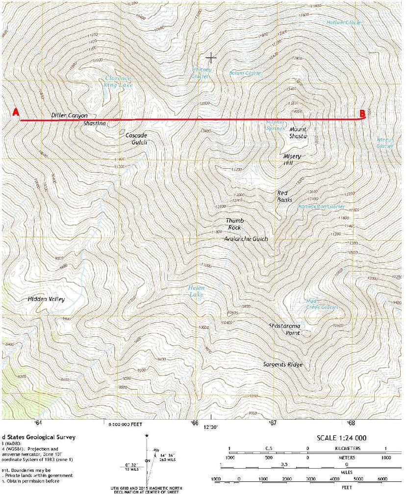 Using The Topo Map Of Mount Shasta Below And The Graph Paper If You Need It Create A Topographic Along The Line Conn 1
