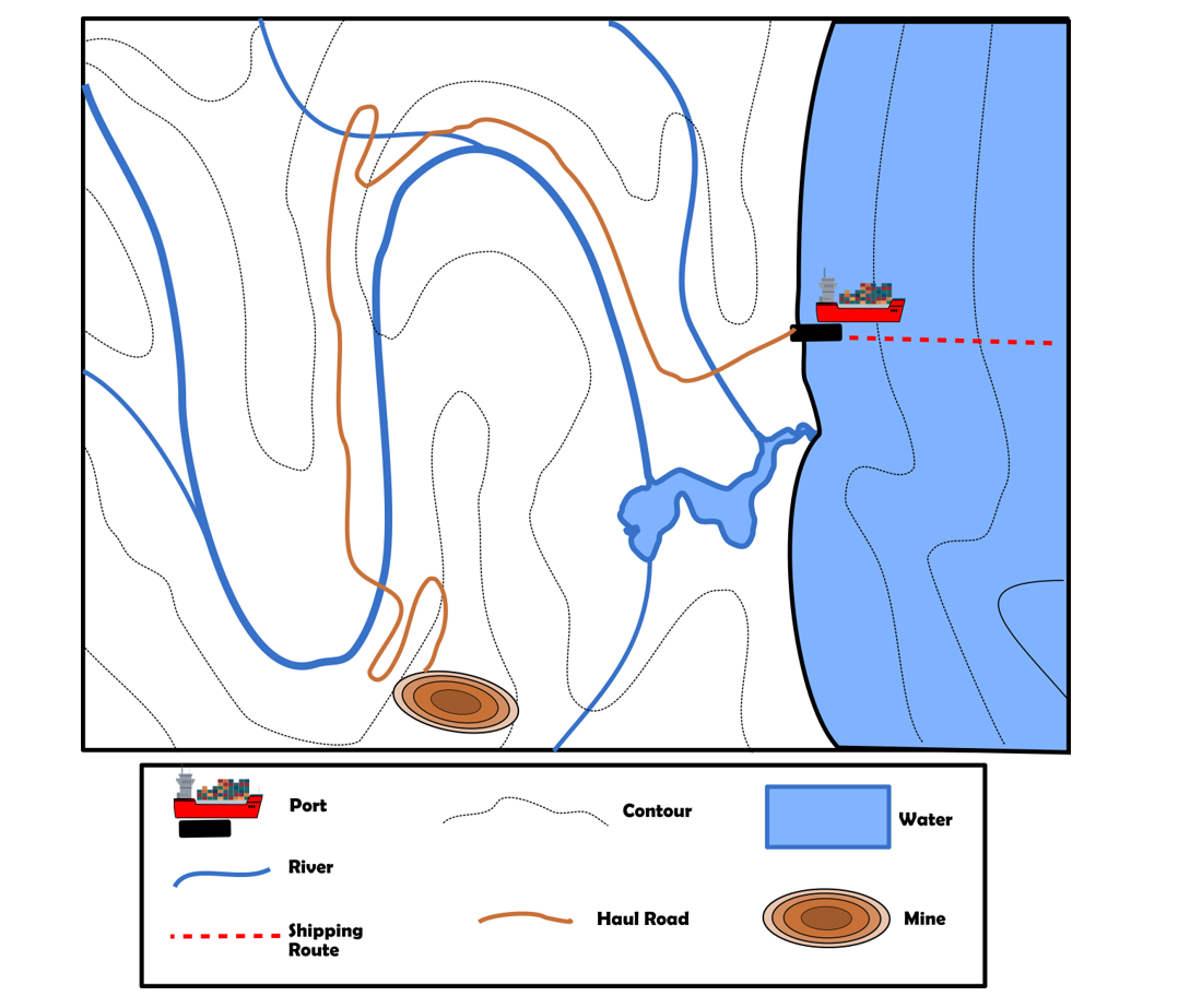 Port River Shipping Route Contour Haul Road Water Mine 1