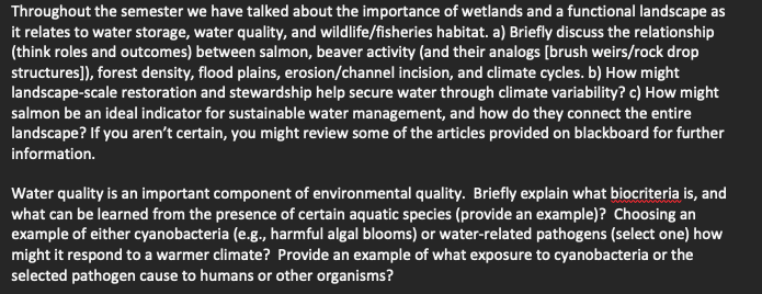 Throughout The Semester We Have Talked About The Importance Of Wetlands And A Functional Landscape As It Relates To Wate 1