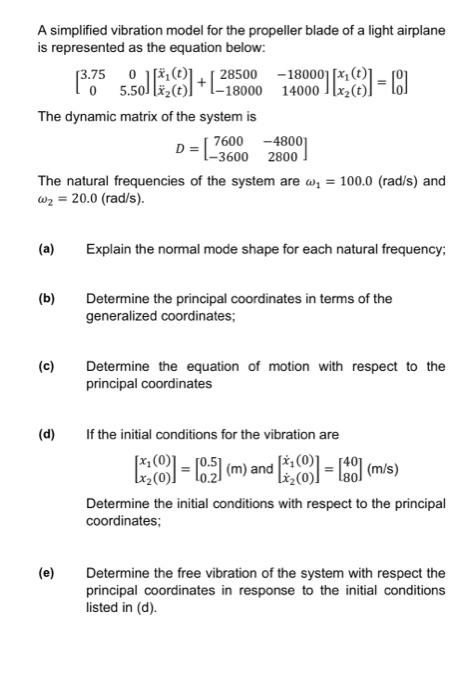 20 288 1 0 10 A Simplified Vibration Model For The Propeller Blade Of A Light Airplane Is Represented As The Equation 1