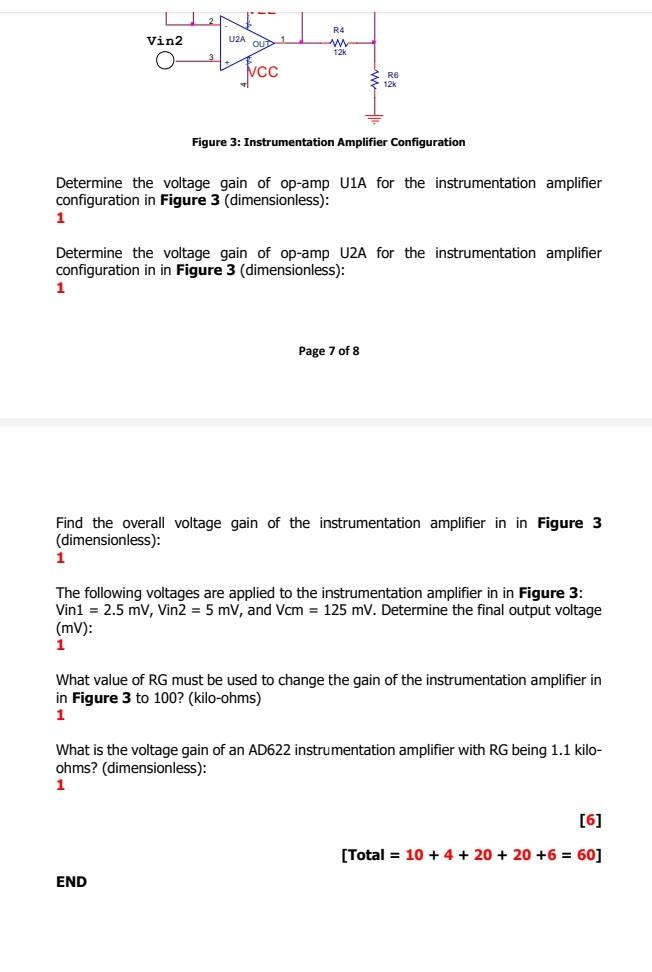 Vin2 U2a Ou R4 W Jucc Rg 12k Figure 3 Instrumentation Amplifier Configuration Determine The Voltage Gain Of Op Amp U1a 3