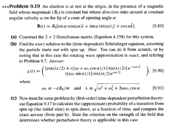 Please Provide Step By Step Solution With Formulas And Explanation Source Griffith S Time Evolution Operator Spin Pre 1