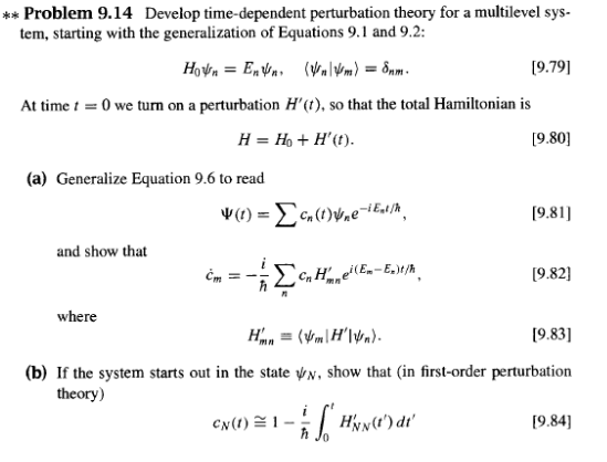Please Provide Step By Step Solution With Formulas And Explanation Source Griffith S Time Dependent Perturbation Theor 1