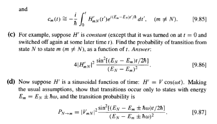 Please Provide Step By Step Solution With Formulas And Explanation Source Griffith S Time Dependent Perturbation Theor 2
