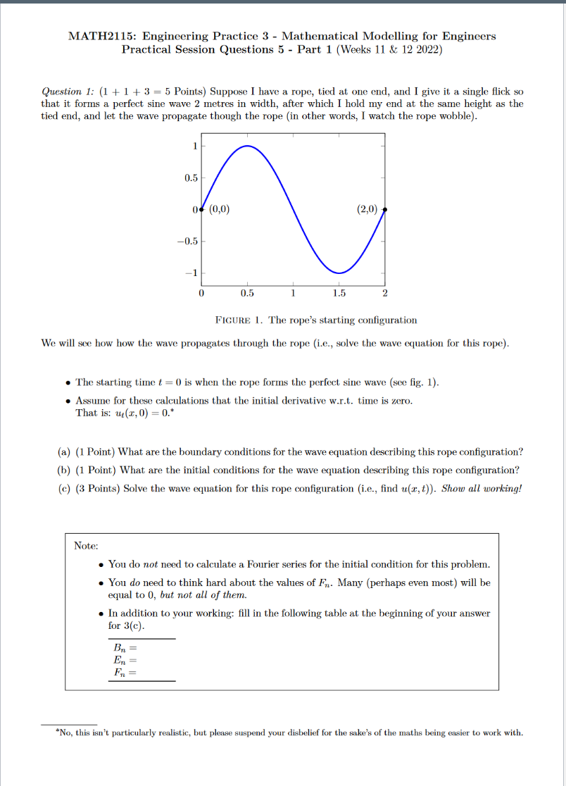 Math2115 Engineering Practice 3 Mathematical Modelling For Engineers Practical Session Questions 5 Part 1 Weeks 11 1