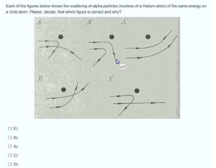 Each Of The Figures Below Shows The Scattering Of Alpha Particles Nucleus Of A Helium Atom Of The Same Energy On A Gol 1