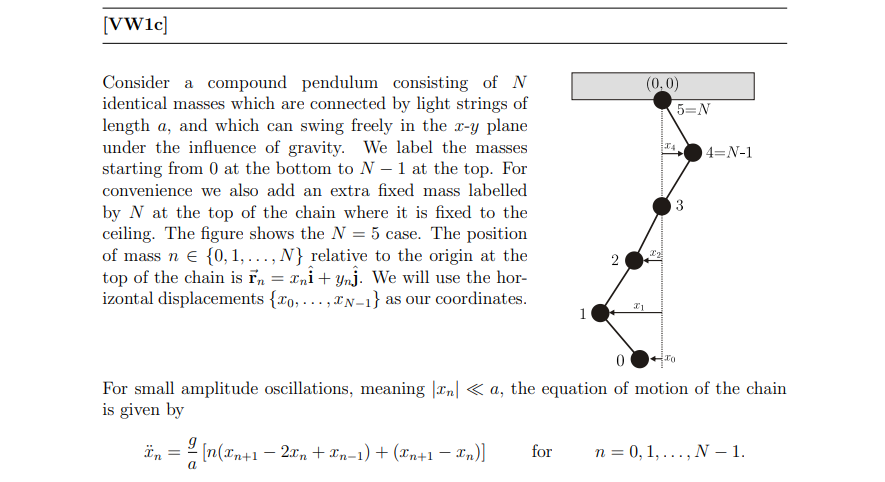 Vw1c 0 0 5 N 4 N 1 Consider A Compound Pendulum Consisting Of N Identical Masses Which Are Connected By Light String 1