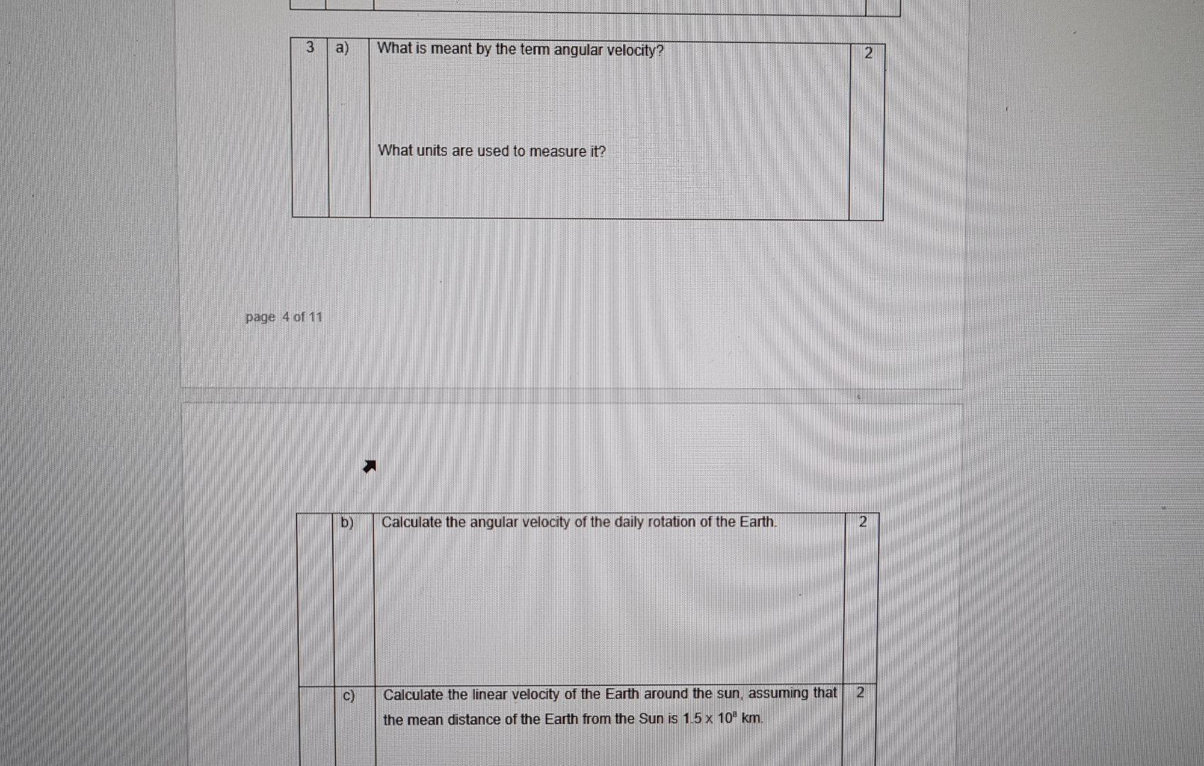 3 A What Is Meant By The Term Angular Velocity 2 What Units Are Used To Measure It Page 4 Of 11 B Calculate The Angu 1