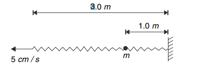 A Uniform Light Spring Has Unstretched Length Of 3 0 M One Of Its End Is Fixed To A Wall A Particle Of Mass M 20 G I 1