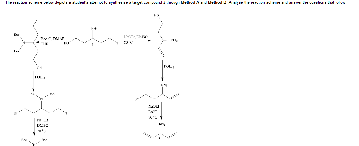 The Reaction Scheme Below Depicts A Student S Attempt To Synthesise A Target Compound 2 Through Method A And Method B A 1