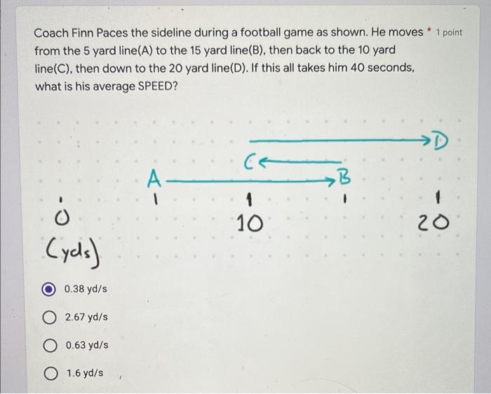 1 Point Coach Finn Paces The Sideline During A Football Game As Shown He Moves From The 5 Yard Line A To The 15 Yard L 3
