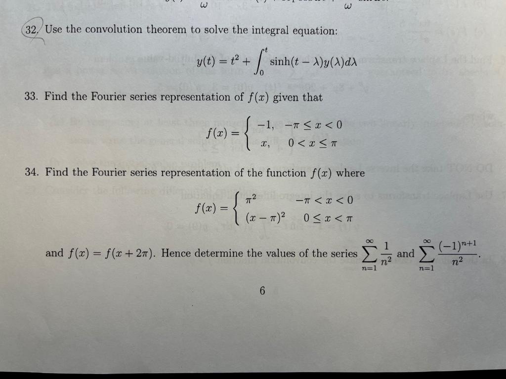 Convolution Fourier Series Representation Problems 1
