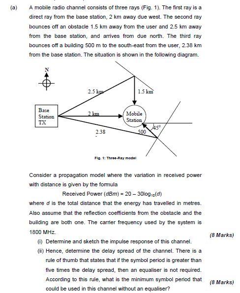 A A Mobile Radio Channel Consists Of Three Rays Fig 1 The First Ray Is A Direct Ray From The Base Station 2 Km Aw 1