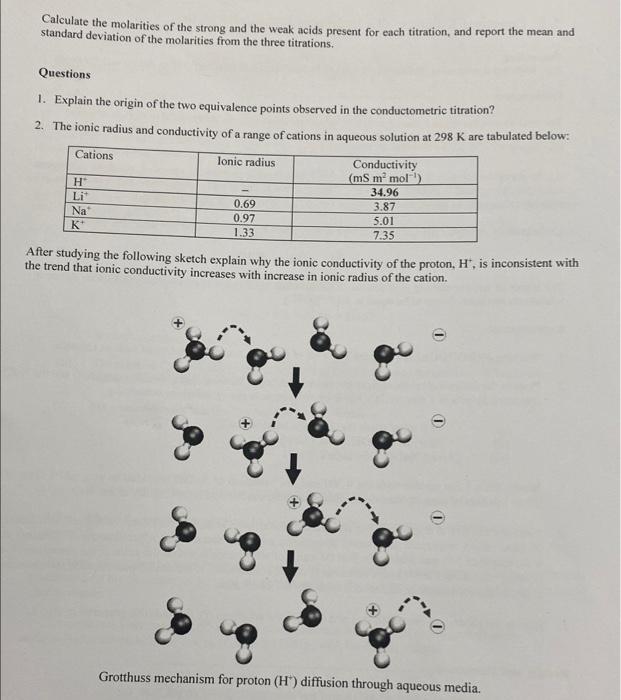 Calculate The Molarities Of The Strong And The Weak Acids Present For Each Titration And Report The Mean And Standard D 1
