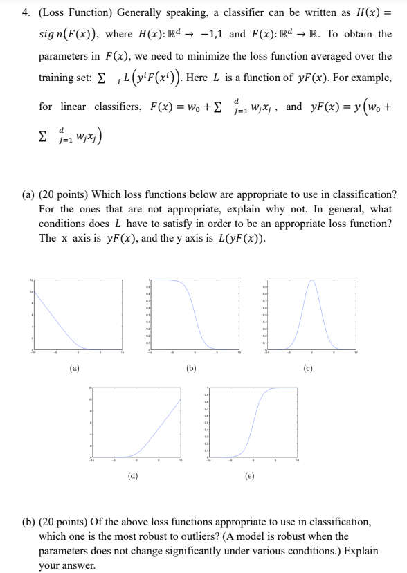 4 Loss Function Generally Speaking A Classifier Can Be Written As H X Sign F X Where H X Rd 1 1 And F X 1