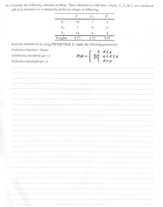Q 1 Consider A Simple Hypothetical Situation Involving Three Alternatives And Three Attributes All Of The Attributes A 2