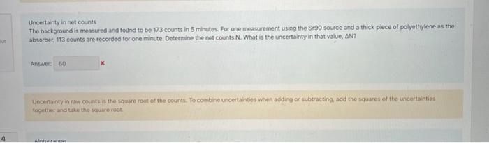 La Uncertainty In Net Counts The Background Is Meatured And Found To Be 173 Counts In 5 Minutes For One Measurement Usi 1